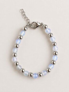 Handmade Opalescent Stainless Steel Beaded Bracelet